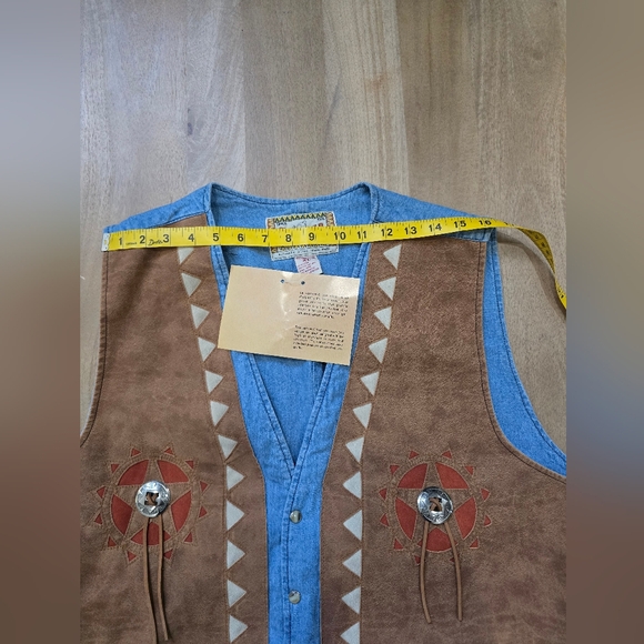 Vintage 90s Gold River Western Denim & Faux Suede Vest NWT - XL - Picture 9 of 10